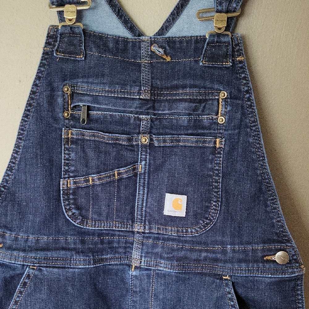 Carhartt Women's Denim Double Front Bib Overalls Size Small 4/6 Tall - Picture 4 of 12